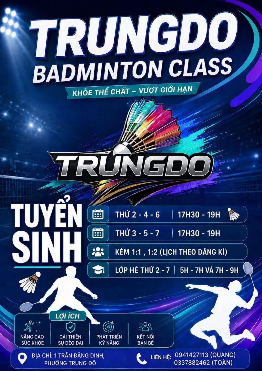 Sân cầu lông trung đô tuyển học viên đào tạo cầu lông