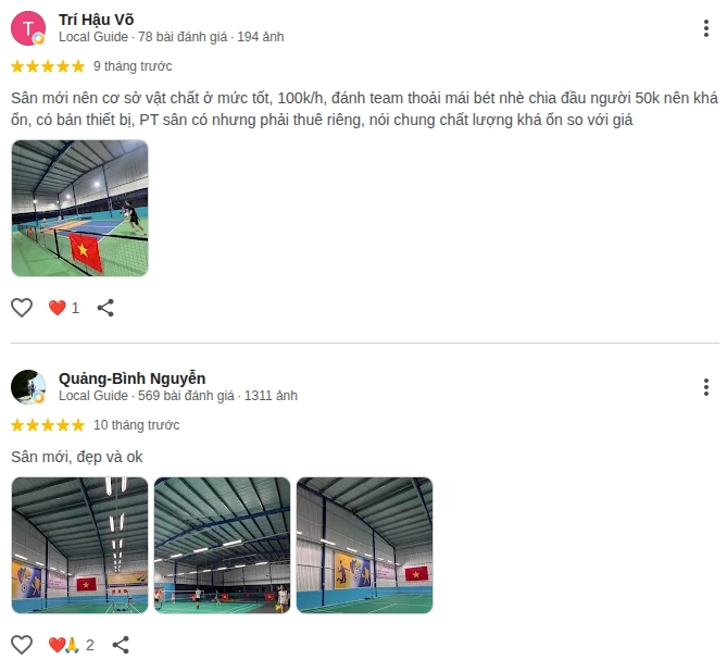 Đánh giá chát lượng sân cầu lông TVC