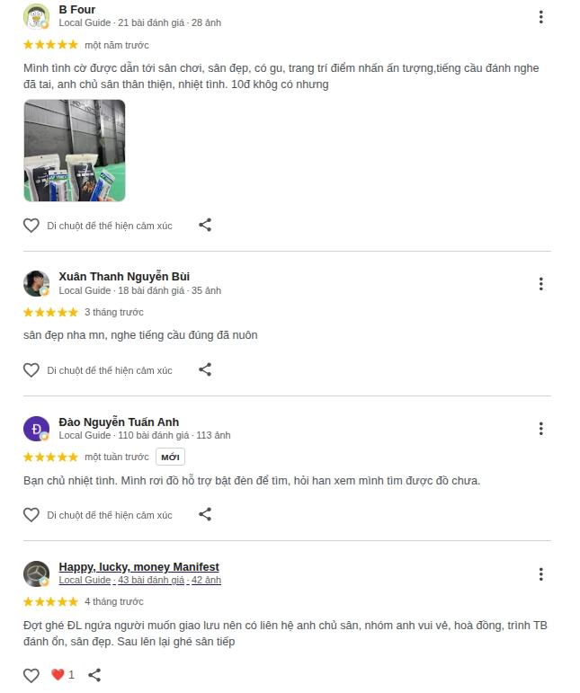Những đánh giá của người chơi về sân cầu lông zolado