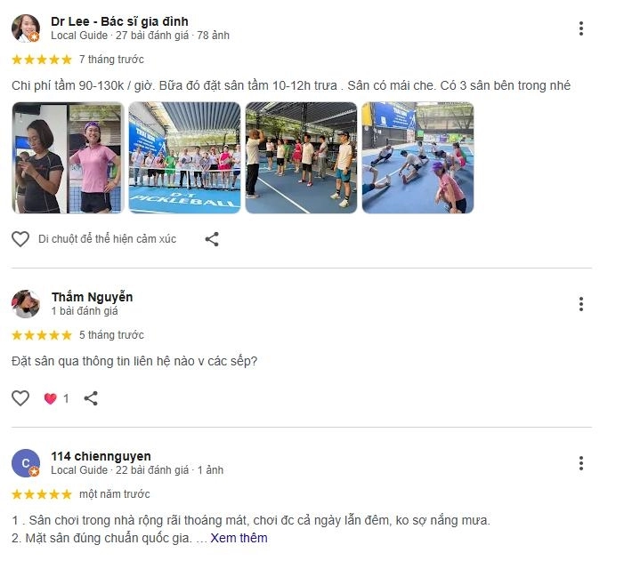Đánh giá chất lượng sân D-T pickleball từ người chơi