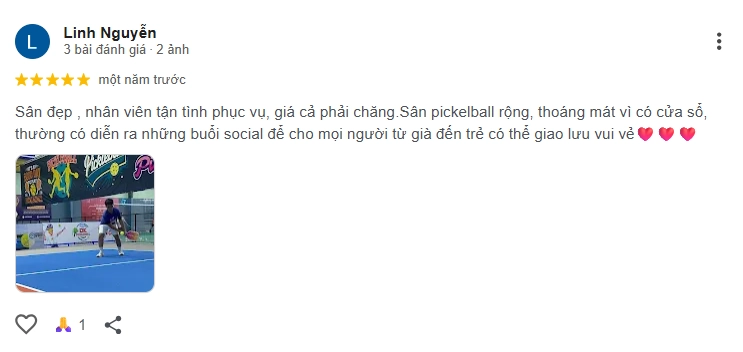 Đánh giá của người chơi tại sân DK Pickleball