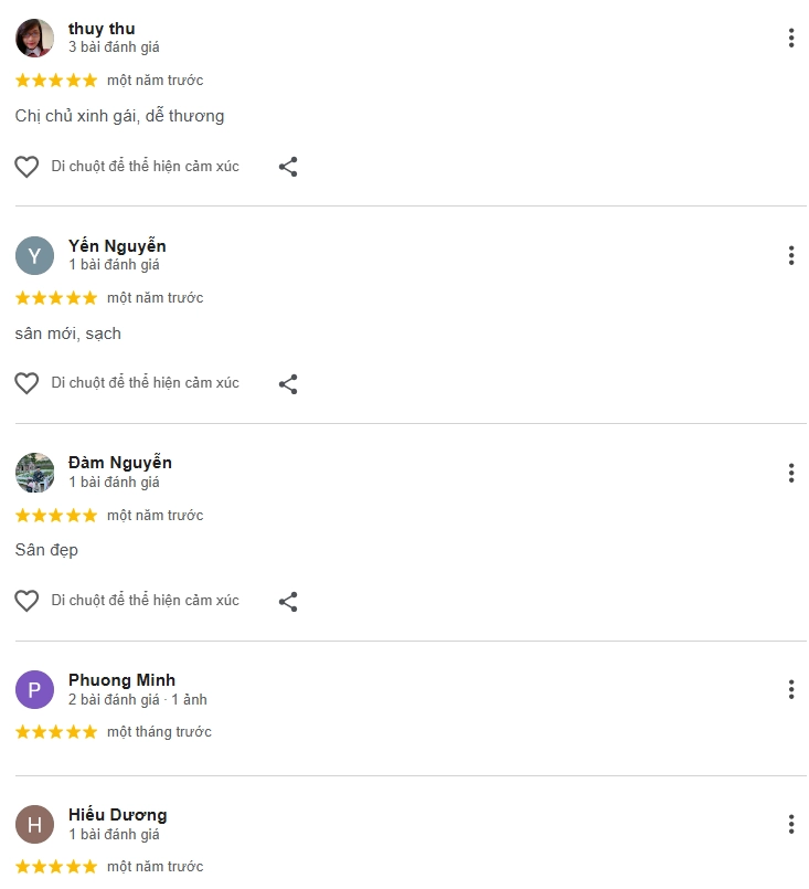 Đánh giá của người chơi tại sân Happi Pickleball