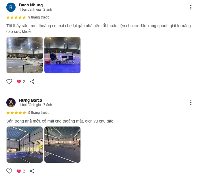 Những đánh giá chất lượng của người chơi tại sân Hercules Pickleball Club Hà Nội