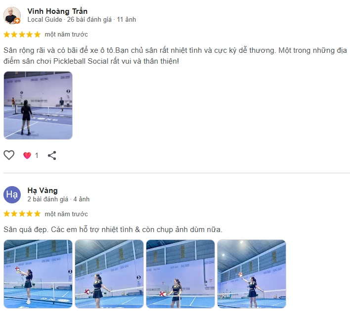 Đánh giá của người chơi tại sân Kong Pickleball 