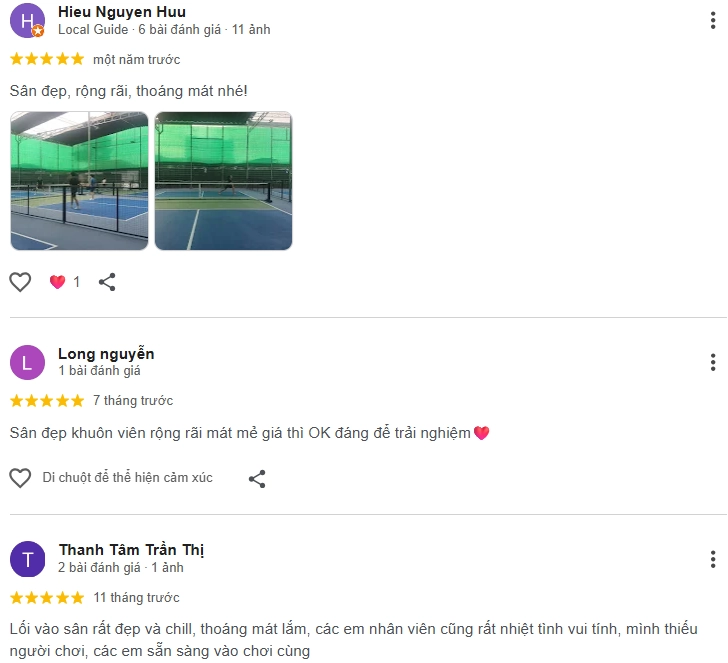 Đánh giá của người chơi tại sân Lacasa De Pickleball
