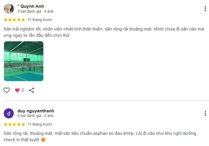 Đánh giá của người chơi tại sân Lacasa De Pickleball