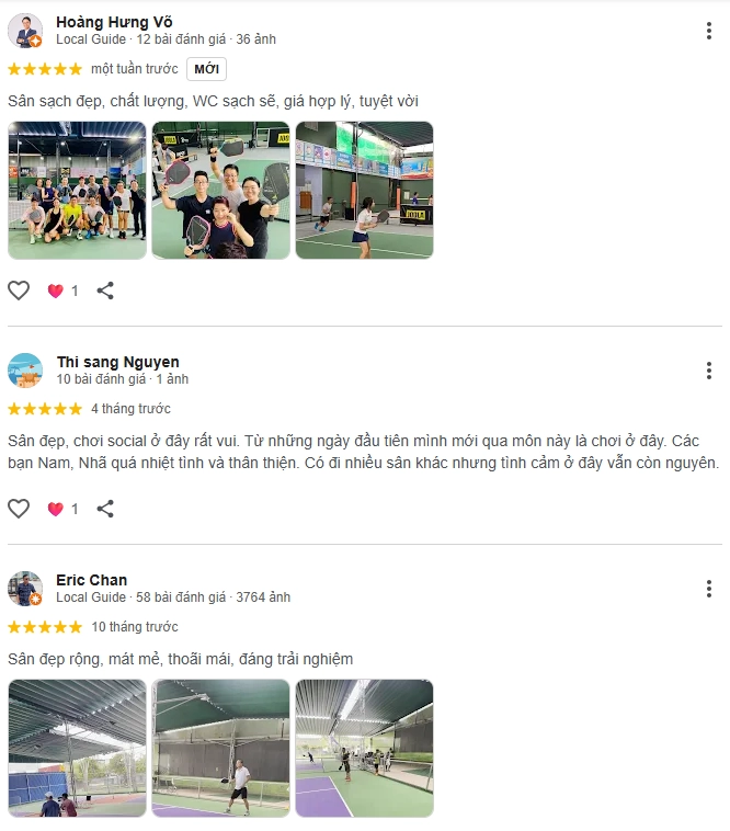 Đánh giá của người chơi tại sân NT Pickleball 