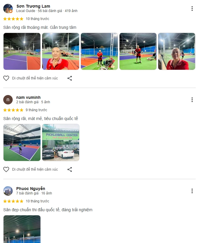 Đánh giá của người chơi tại sân NT Pickleball 1