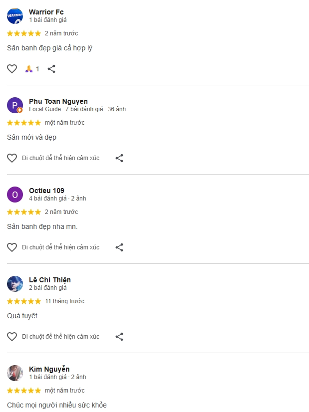 Đánh giá của người chơi tại sân Pickleball 110 Đào Sư Tích