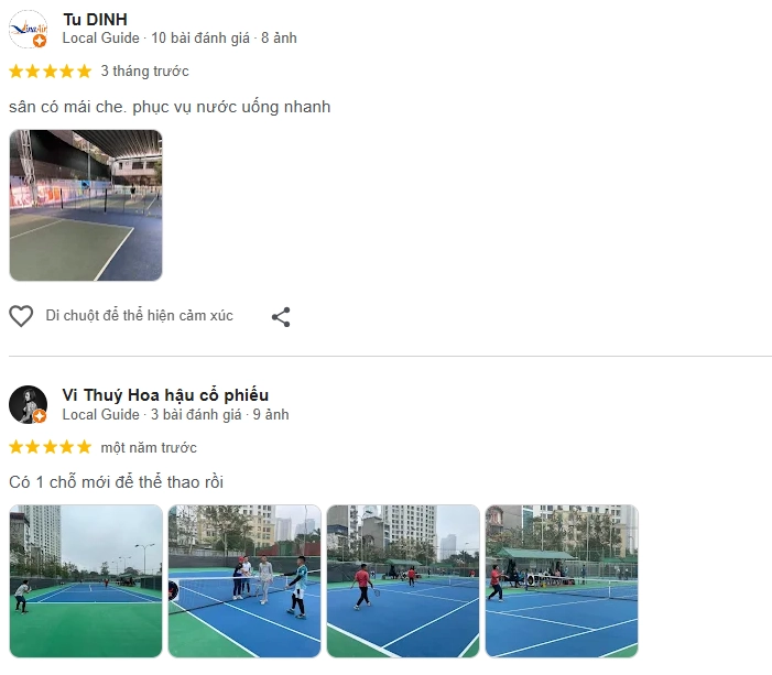Đánh giá của người chơi tại sân Pickleball 182 Đình Thôn