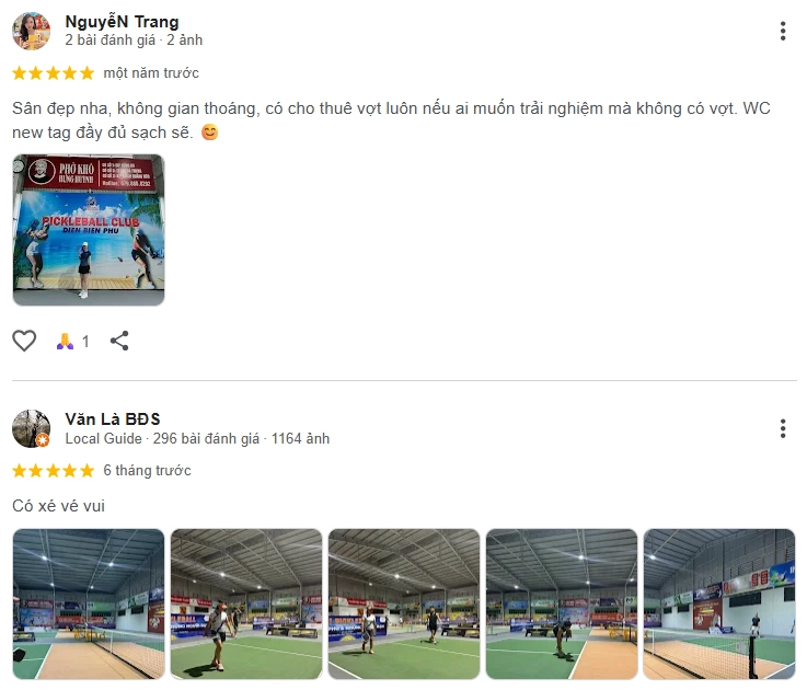 Đánh giá của người chơi tại sân Pickleball 260 Điện Biên Phủ