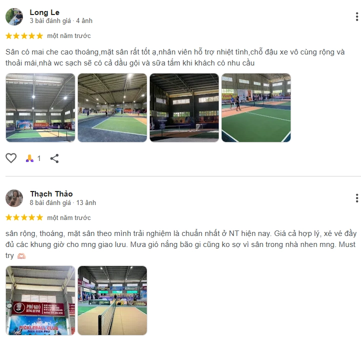 Đánh giá của người chơi tại sân Pickleball 260 Điện Biên Phủ