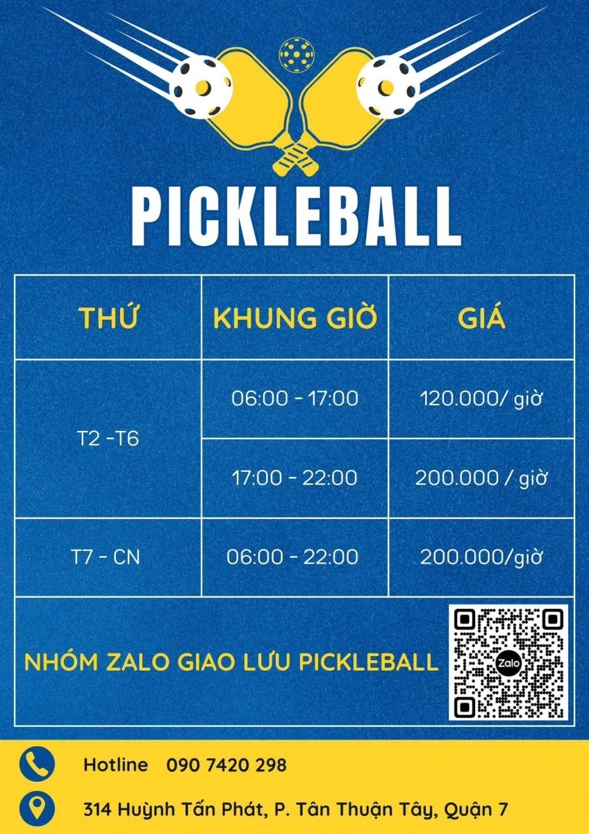 Giá thuê sân Pickleball T1 Đức Hoà