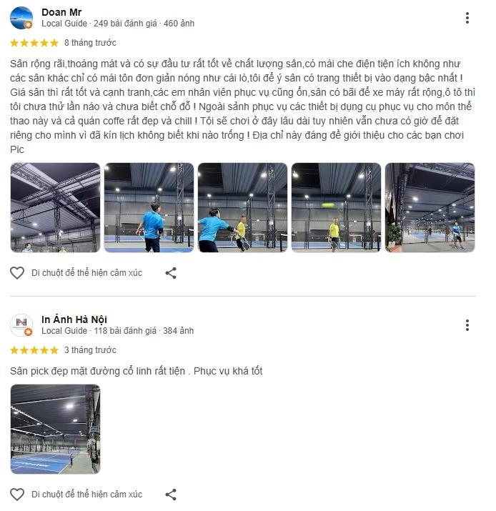 Đánh giá chất lượng sân pickleball 38 Cổ Linh từ người chơi