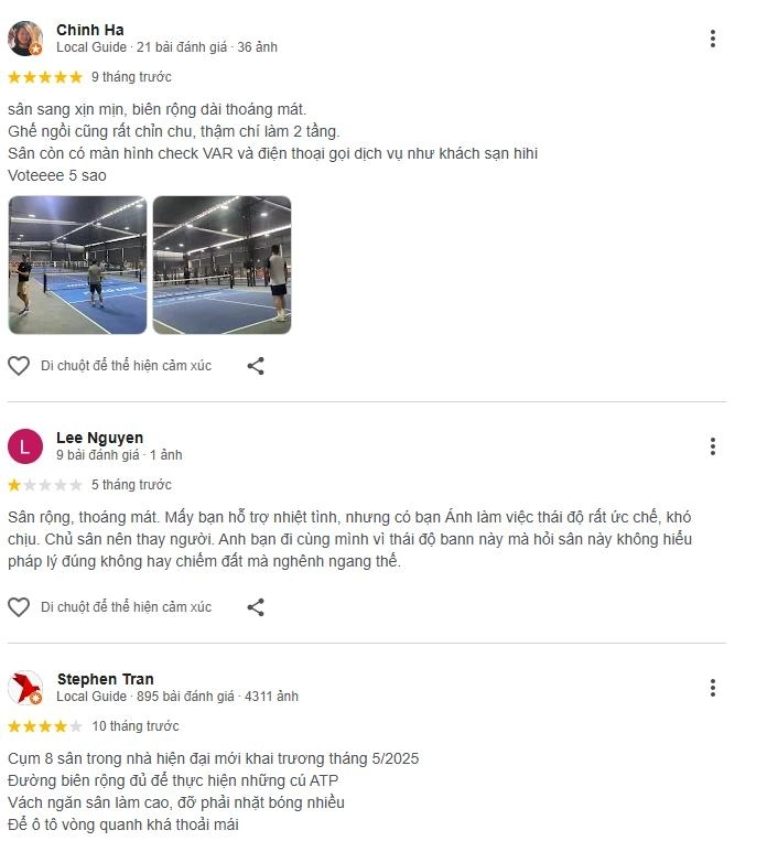 Những phản hồi tích cực từ người chơi dành cho sân pickleball 38 Cổ Linh