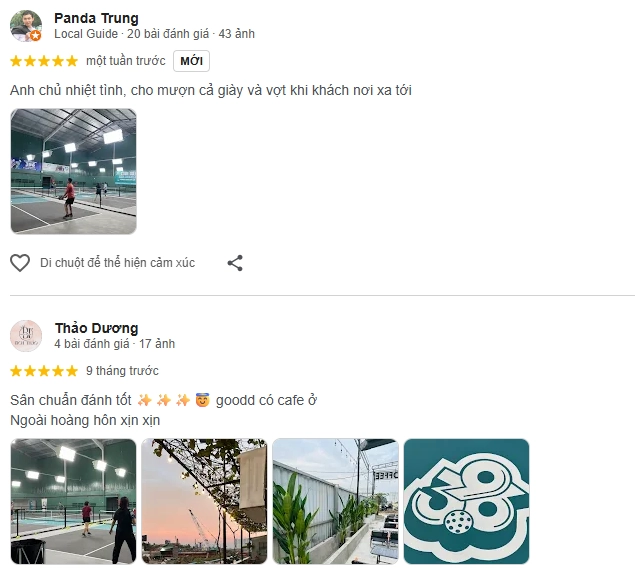Đánh giá của người chơi tại sân Pickleball 396