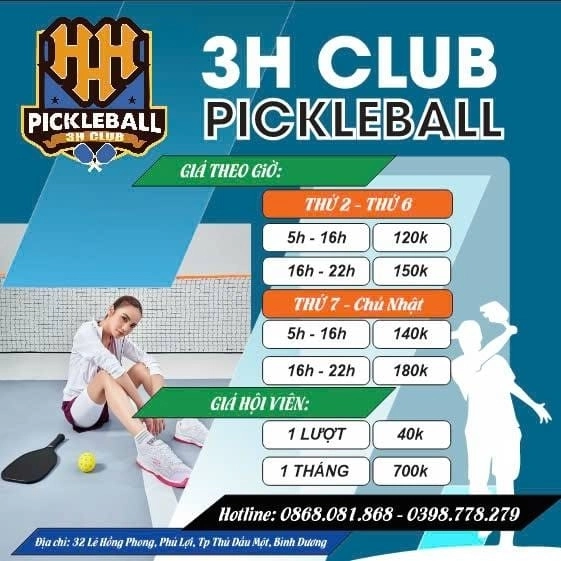 Giá thuê sân Pickleball 3H