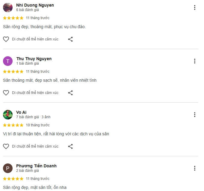 Đánh giá của người chơi tại sân Pickleball 3 Miền 1