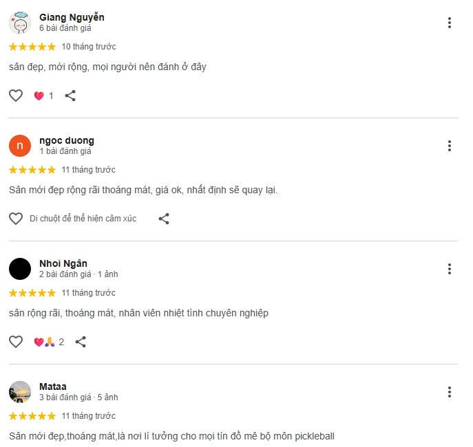 Đánh giá của người chơi tại sân Pickleball 3 Miền 2