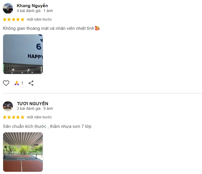 Đánh giá của người chơi tại sân Pickleball 6AM