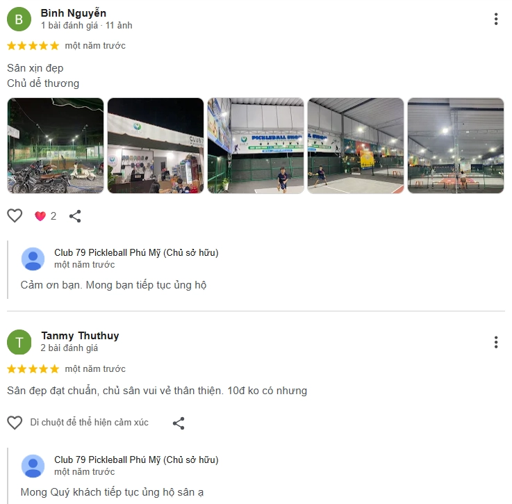 Đánh giá của người chơi tại sân Pickleball 79