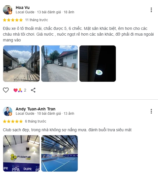 Đánh giá của người chơi tại sân Pickleball 89 2