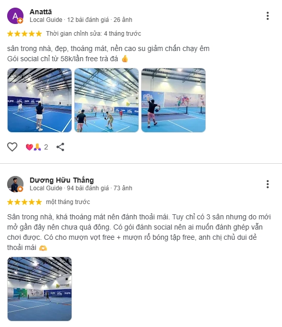 Đánh giá của người chơi tại sân Pickleball 89 3