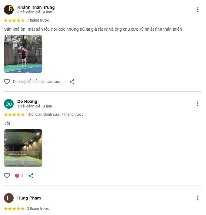 Đánh giá của người chơi tại sân Pickleball 89 Tân Xuân