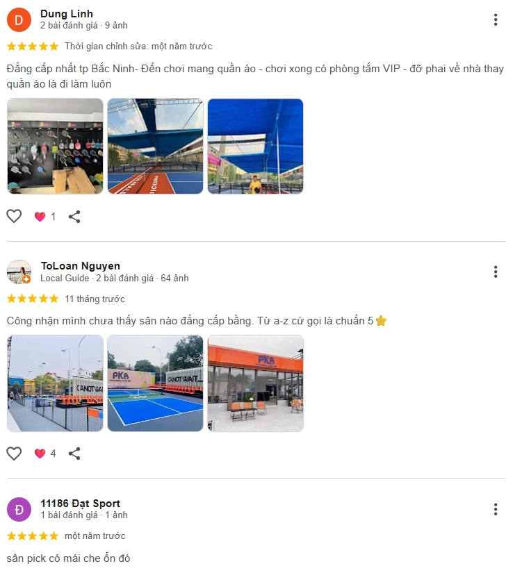 Đánh giá của người chơi tại sân Pickleball 99 BN