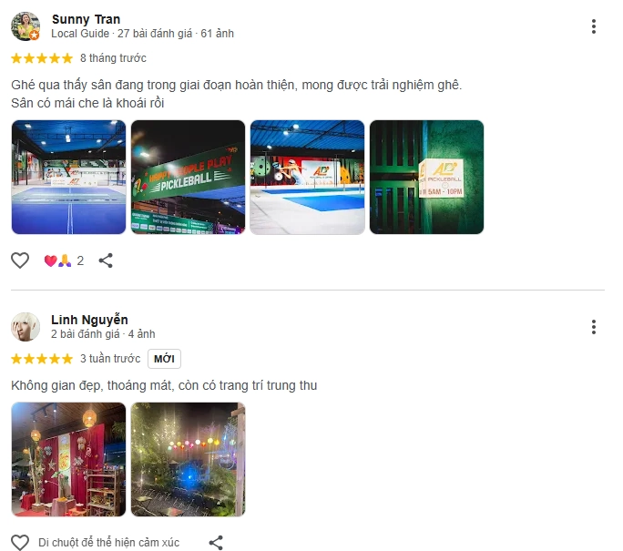 Đánh giá của người chơi tại sân Pickleball ALP 2