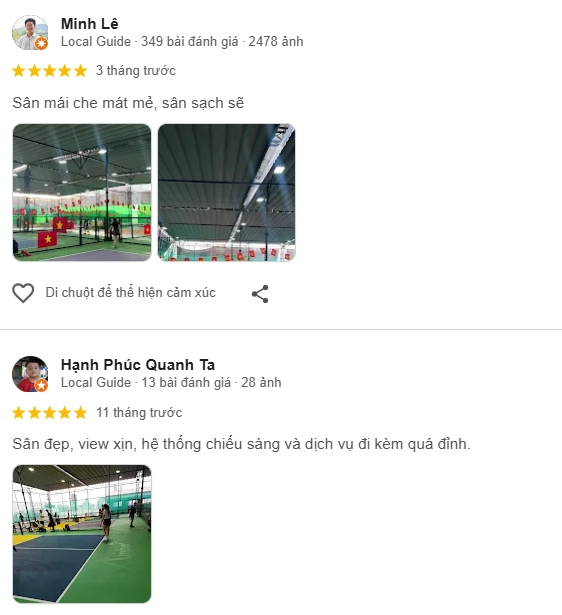 Đánh giá của người chơi tại sân Pickleball Amber