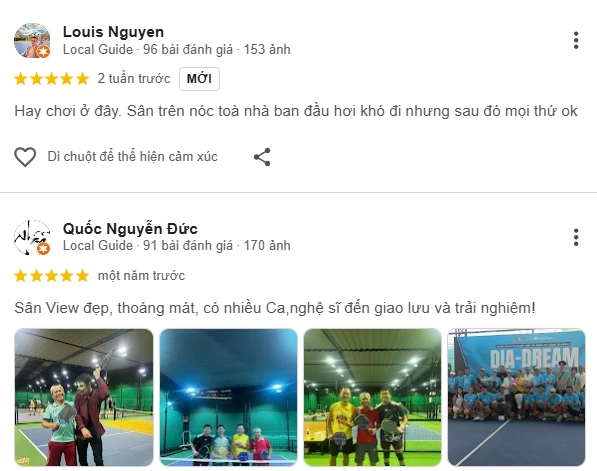 Đánh giá của người chơi tại sân Pickleball Amber