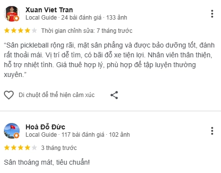 Đánh giá của người chơi tại sân Pickleball AMZ Vũng Tàu