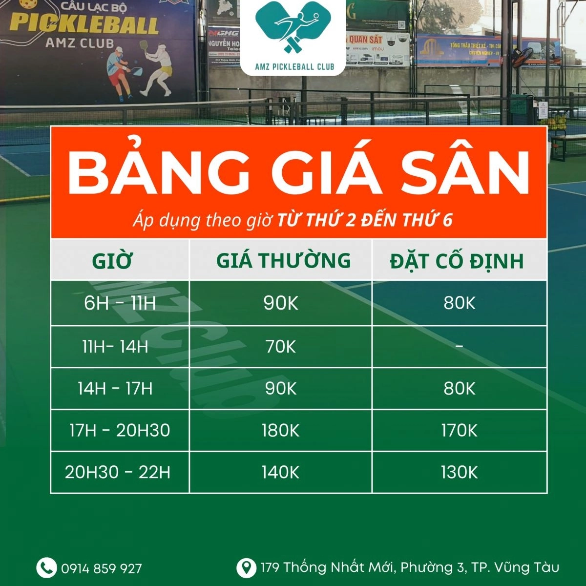 Giá thuê sân Pickleball AMZ Vũng Tàu