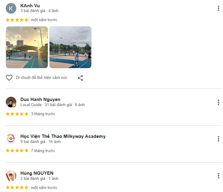 Đánh giá của người chơi tại sân Pickleball An Khánh