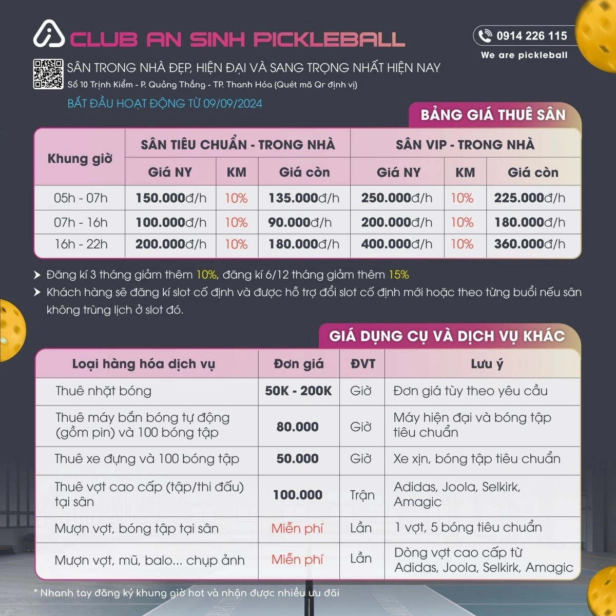 Giá thuê sân Pickleball Friendship Vũng Tàu