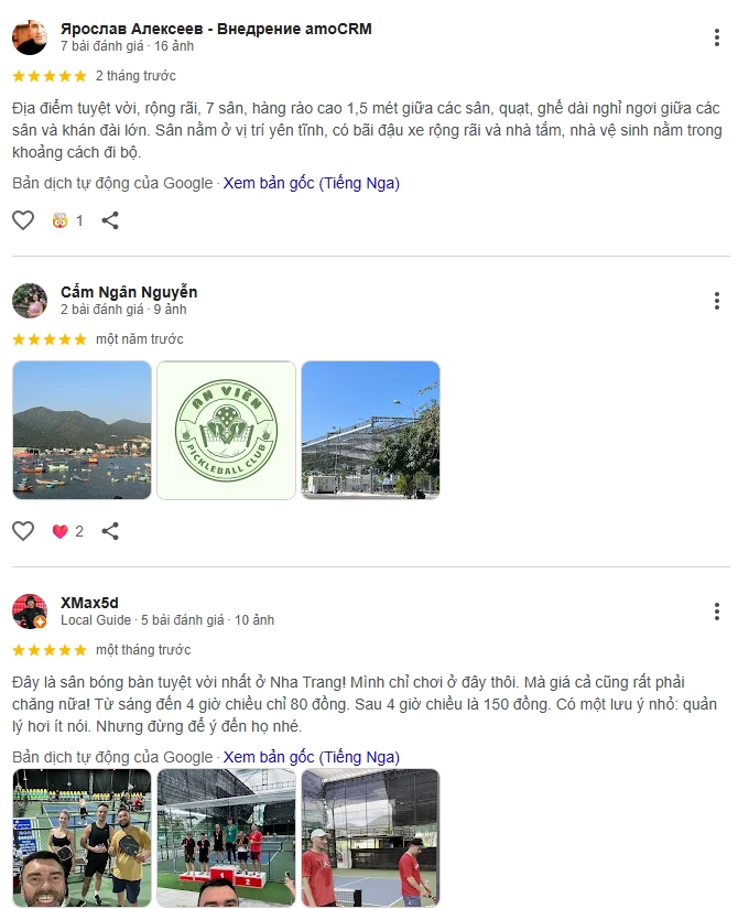 Đánh giá của người chơi tại sân Pickleball An Viên Nha Trang