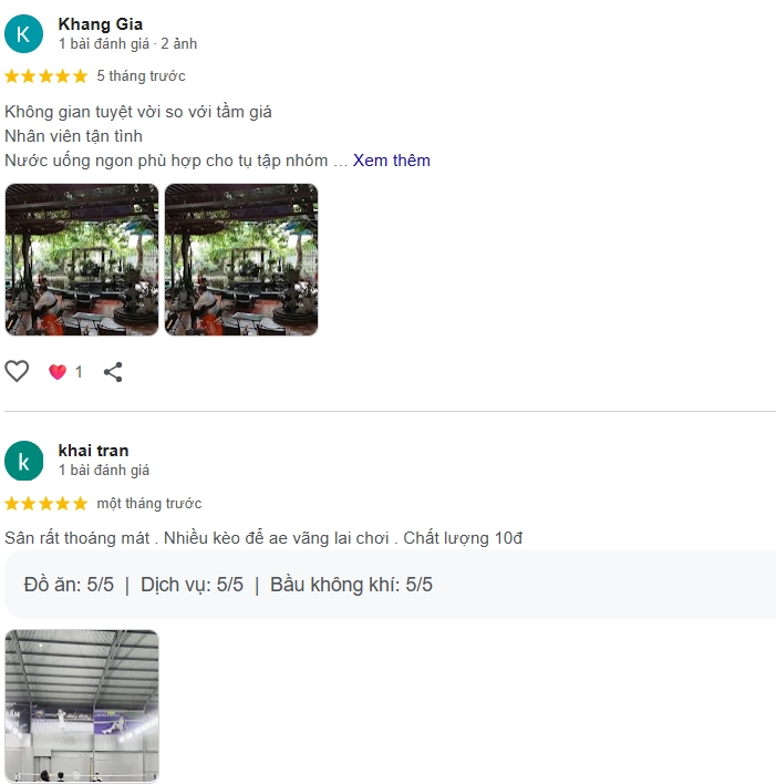 Đánh giá của người chơi tại sân Pickleball Ánh Hồng