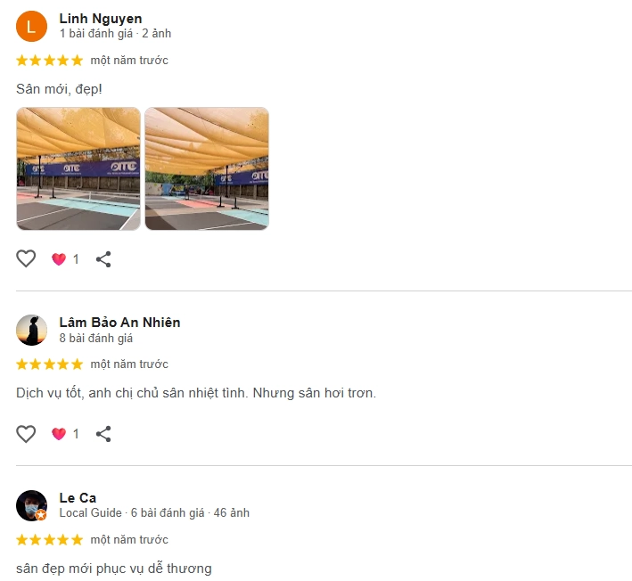 Đánh giá của người chơi tại sân Pickleball ATC