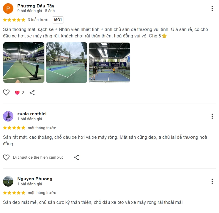 Đánh giá của người chơi tại sân Pickleball ATC