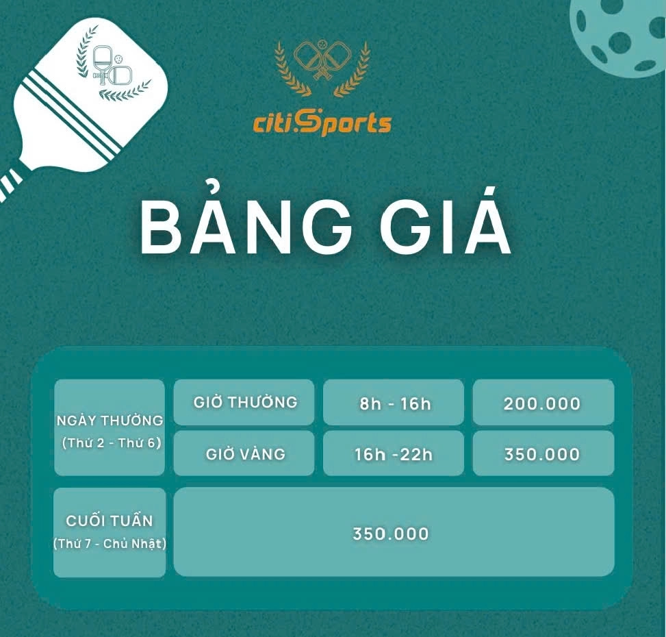 Bảng giá sân Pickleball Avenue