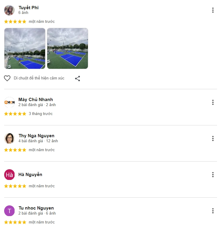 Đánh giá của người chơi tại sân Pickleball Ba Dứa