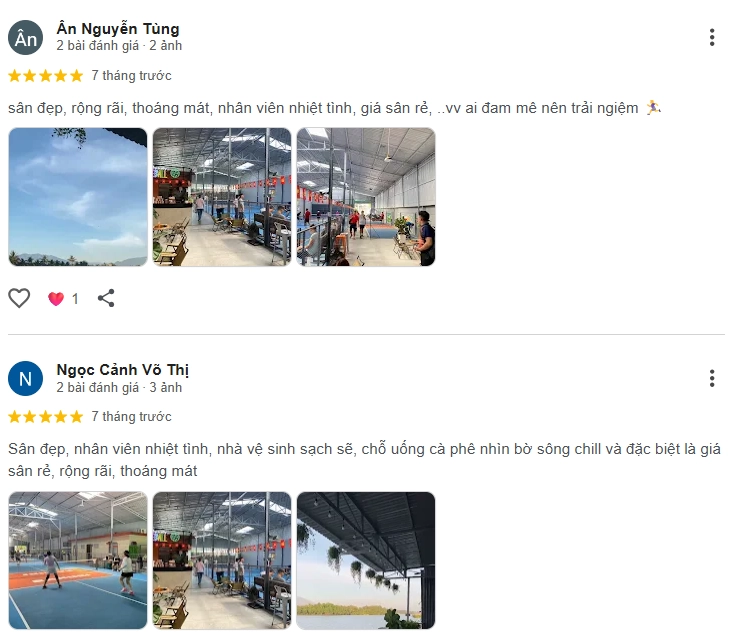 Đánh giá của người chơi tại sân Pickleball Banuri