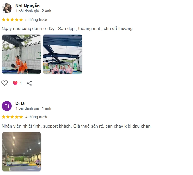 Đánh giá của người chơi tại sân Pickleball Bảo Nguyên