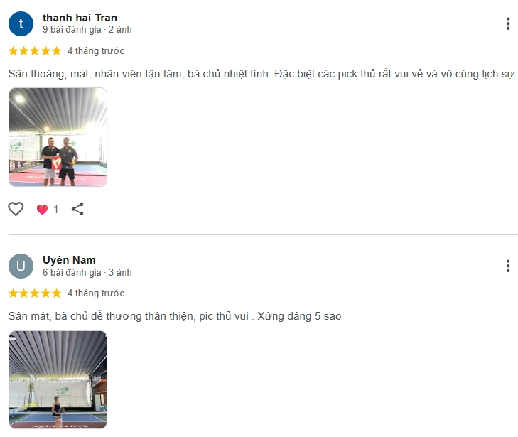 Đánh giá của người chơi tại sân Pickleball Bảo Nguyên