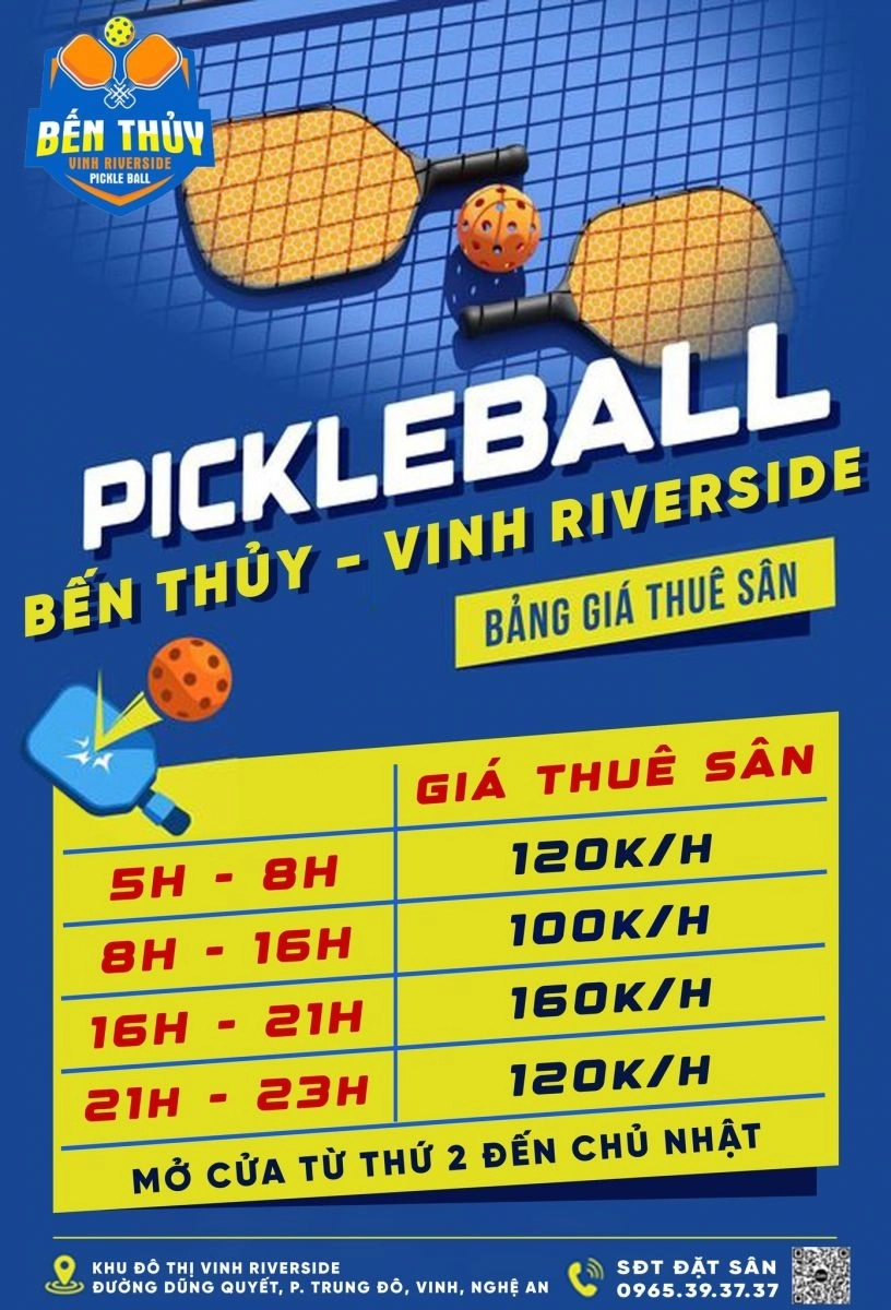 Giá thuê sân Pickleball Bến Thuỷ