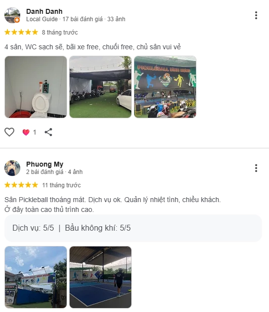Đánh giá của người chơi tại sân Pickleball Bình Hưng