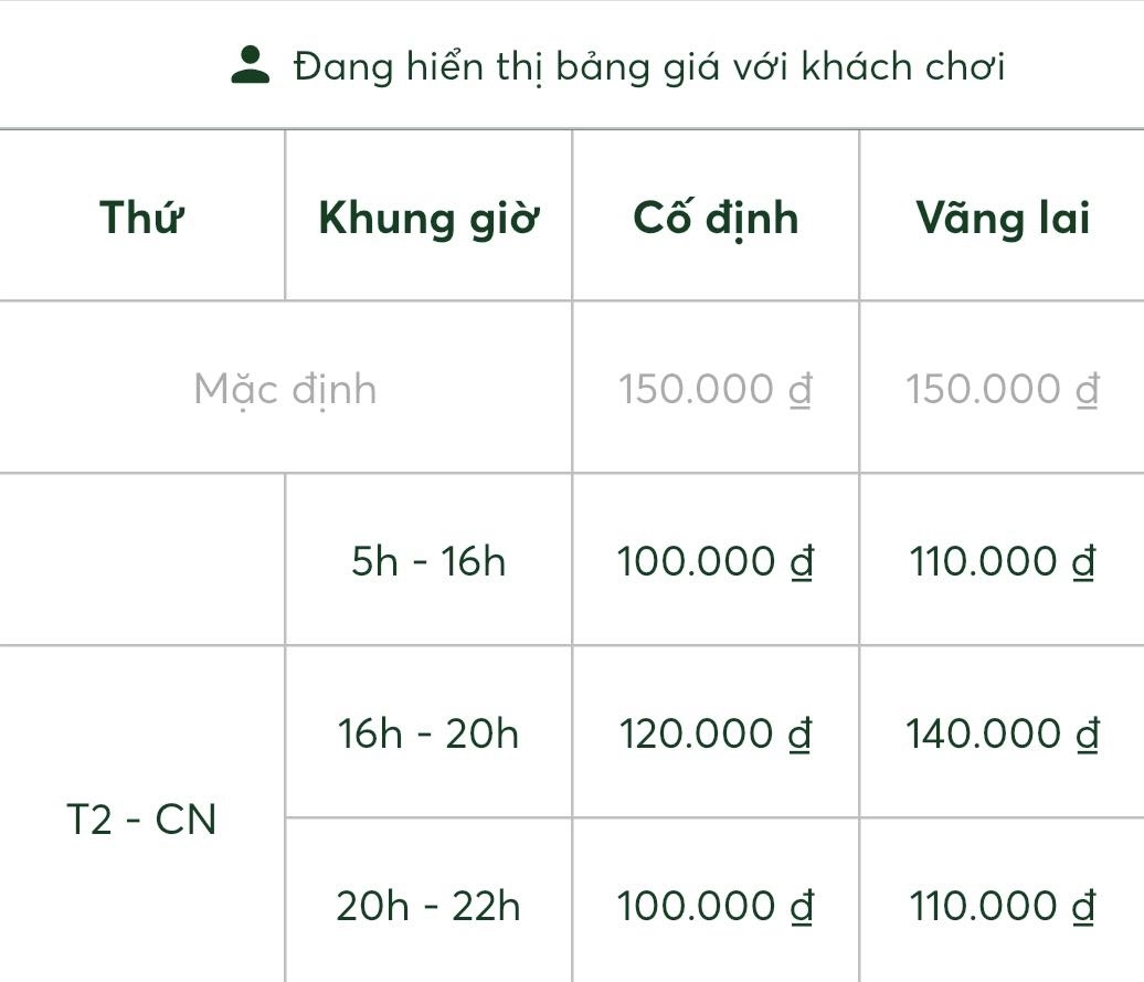 Chi phí thuê sân Bình Nguyên Luxury Hà Tĩnh