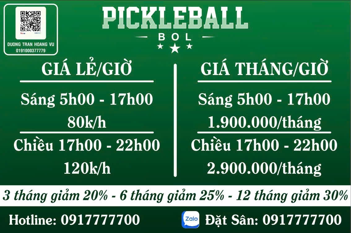 Giá thuê sân Pickleball Bol