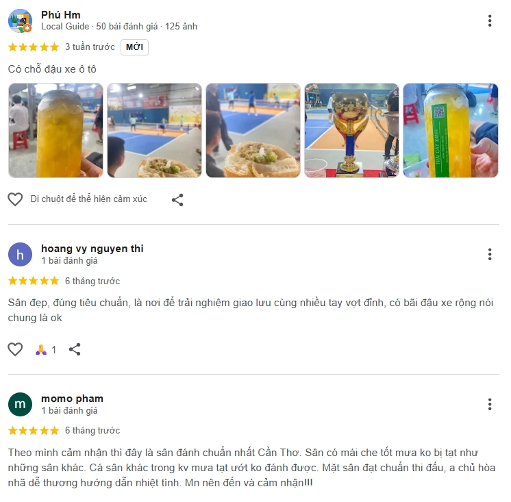 Đánh giá của người chơi tại sân pickleball C Club & Academy